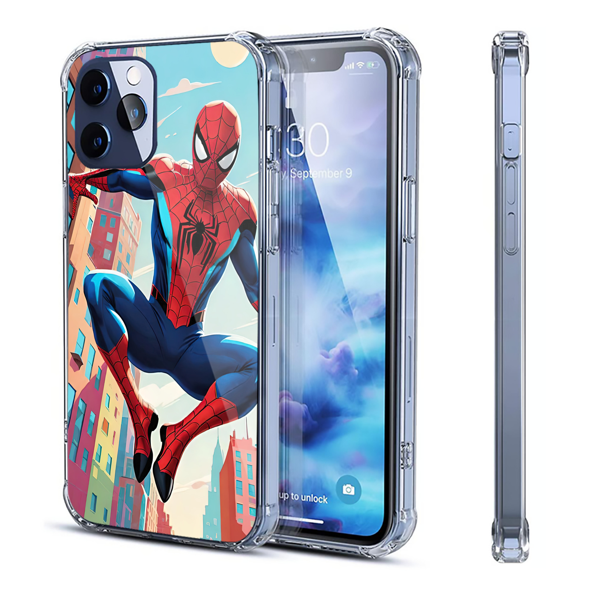 （画像用） Spider Man スパイダーマン 【iPhone 12シリーズ対応】透明スマホケース（クリアソフトケース）